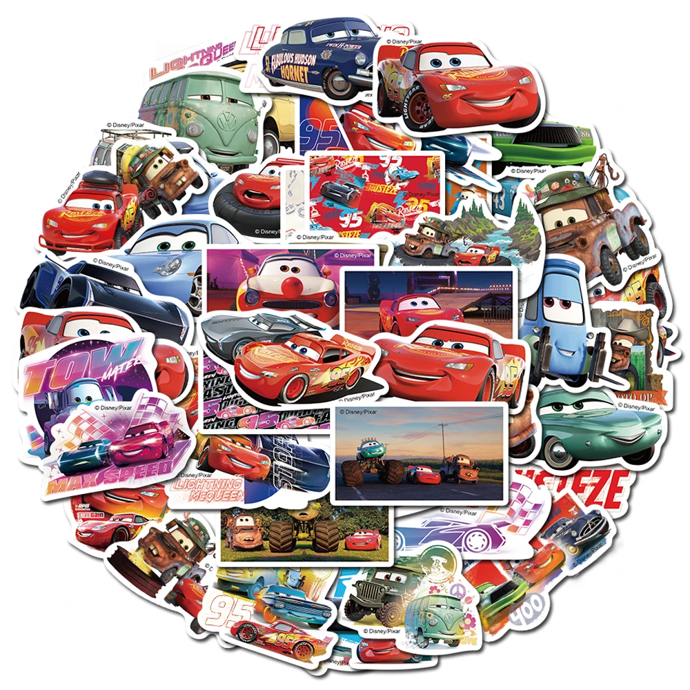 10/30/50pcs Disney Cartoon Cars Lightning McQueen Stickers Movie Anime Decal Guitar Laptop Cute Kawaii Sticker Pack Kids Girl To