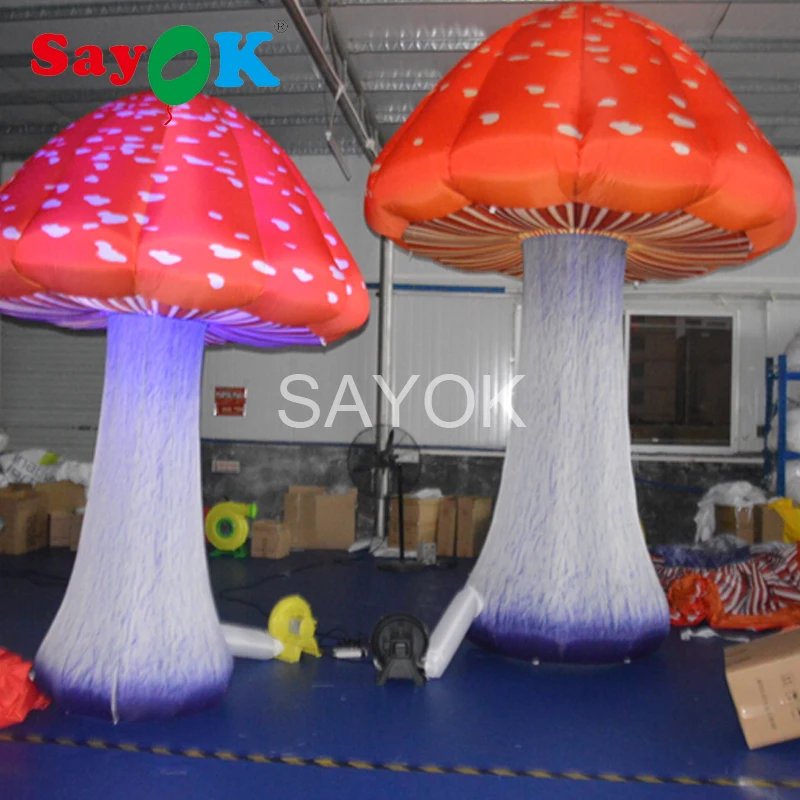 SAYOK Giant Inflatable Mushroom LED Light Inflatable Mushroom Model for Advertising Events Shows Festival Party Decoration