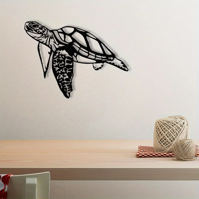 CIFBUY Vintage Schildkröten-Metall-Wandkunst, pulverbeschichtetes Eisen, Dekoration im Meeresmotiv, Wohnzimmer-Geschenk, langlebige Hängestatue