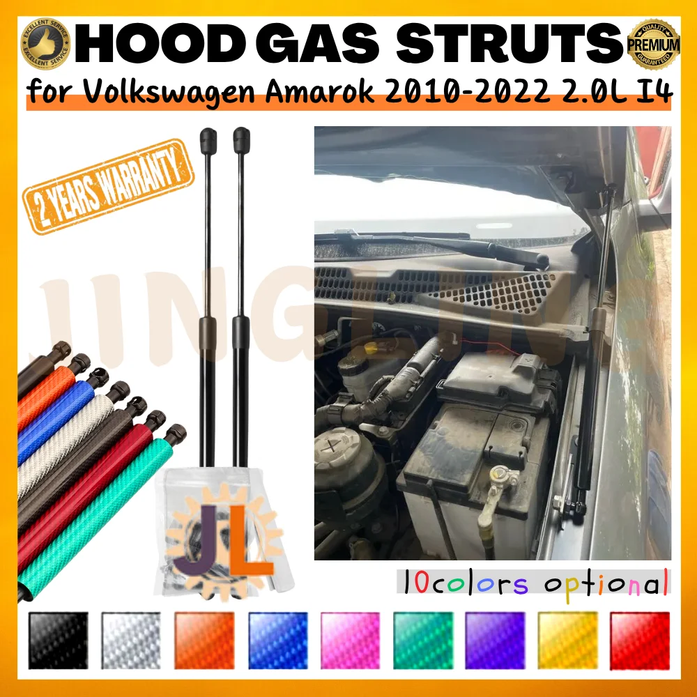 

Qty(2) Hood Struts for Volkswagen Amarok 2010-2022 2.0L I4 Front Bonnet Modify Gas Springs Shock Absorber Lift Supports Dampers