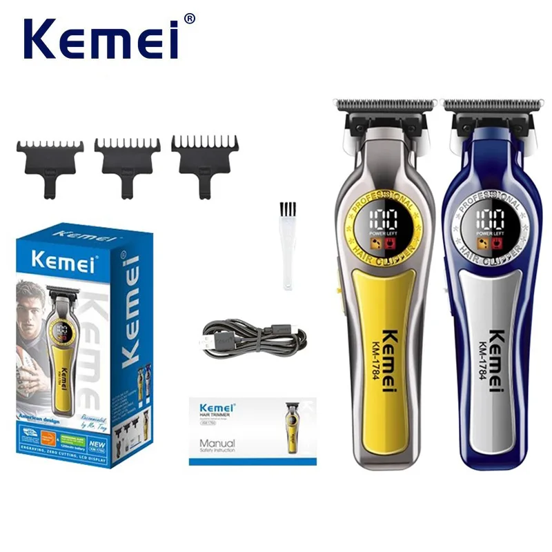 Kemei Electric Zero Gapped Hair Trimmer Cordless Edgers Hair Clipper Rechargeable Finish Hair Cutting Machine Men Beard Trimmer
