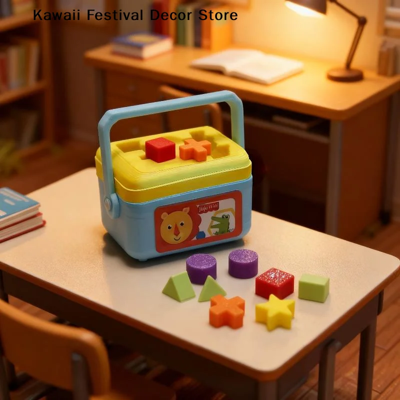 【K】1 Set Miniature Shape Sorting Toy Box Dollhouse Educational Toy Model Doll House Nursery Decoration Photography Prop