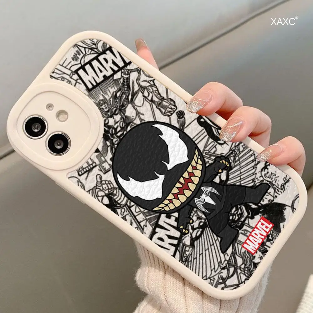 Marvel Spider Man Phone Case For Iphone15 Pro Max 14 Plus 11 13 12 16 X Xr Xs Woman Lambskin Silicone Covers