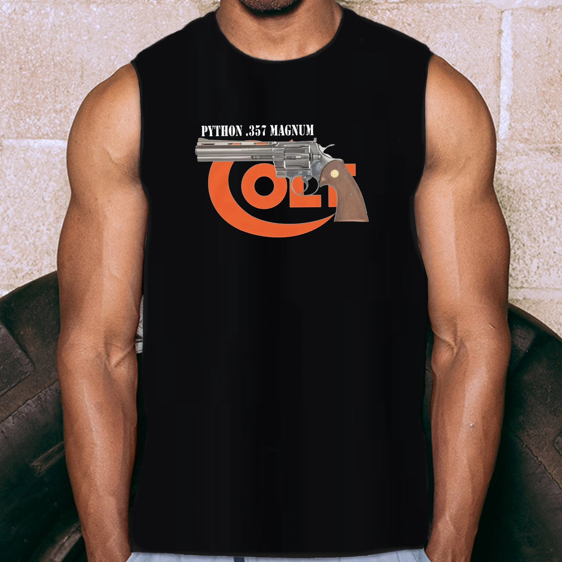 Python 357 Magnum Caliber Revolver Tanktop 100% Cotton O-Neck Summer Casual Mens Vest Sleeveless T-shirt Gun Owner Streetwear