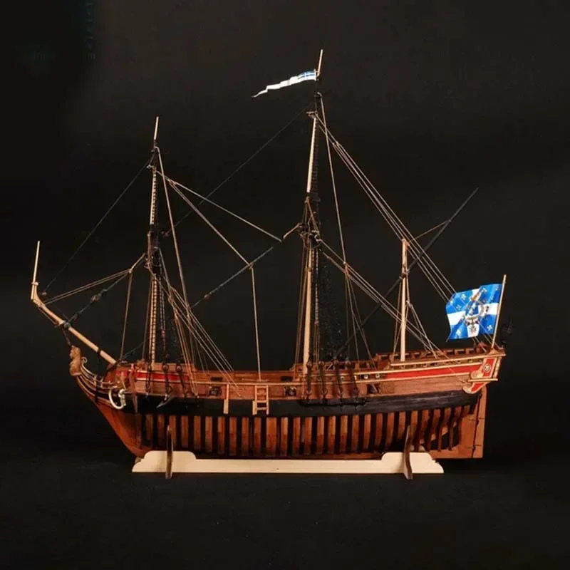 1/48 Wooden French Merchant Ship Model Kit LA Belle Handmade Ship Model Kit DIY Full-rib Ship Model Assembly Kit