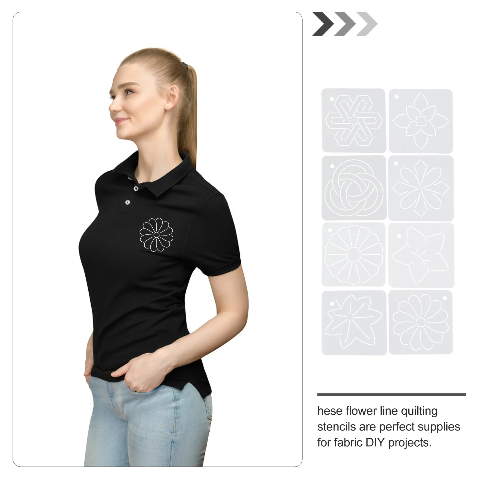 

8Pcs Flower Line Sewing Stencil Quilting Templates DIY Embroidery Painting Patchwork Craft Stencil Set for Fabric