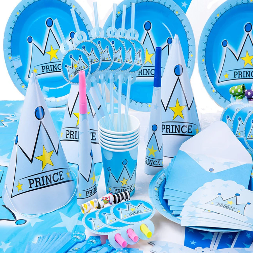 

1 set Princess Crown Party Tableware Fork Spoon Dish Disposable Supplies Birthday Baby Shower Decorations