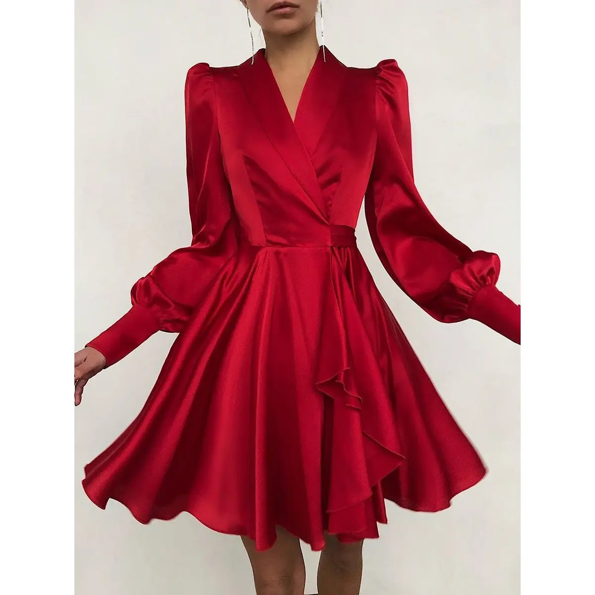 Printemps été nouveau femmes longue Sve imprimé Dr couleur Pure Cardigan Ele Sle fibre de Polyester printemps été Dr