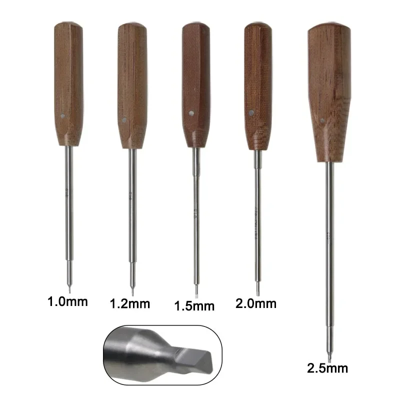 GREATLH Bone Screwdriver with Wooden Handle Triangle Head Screw Driver Stainless Steel Orthopedic Pet Instrument