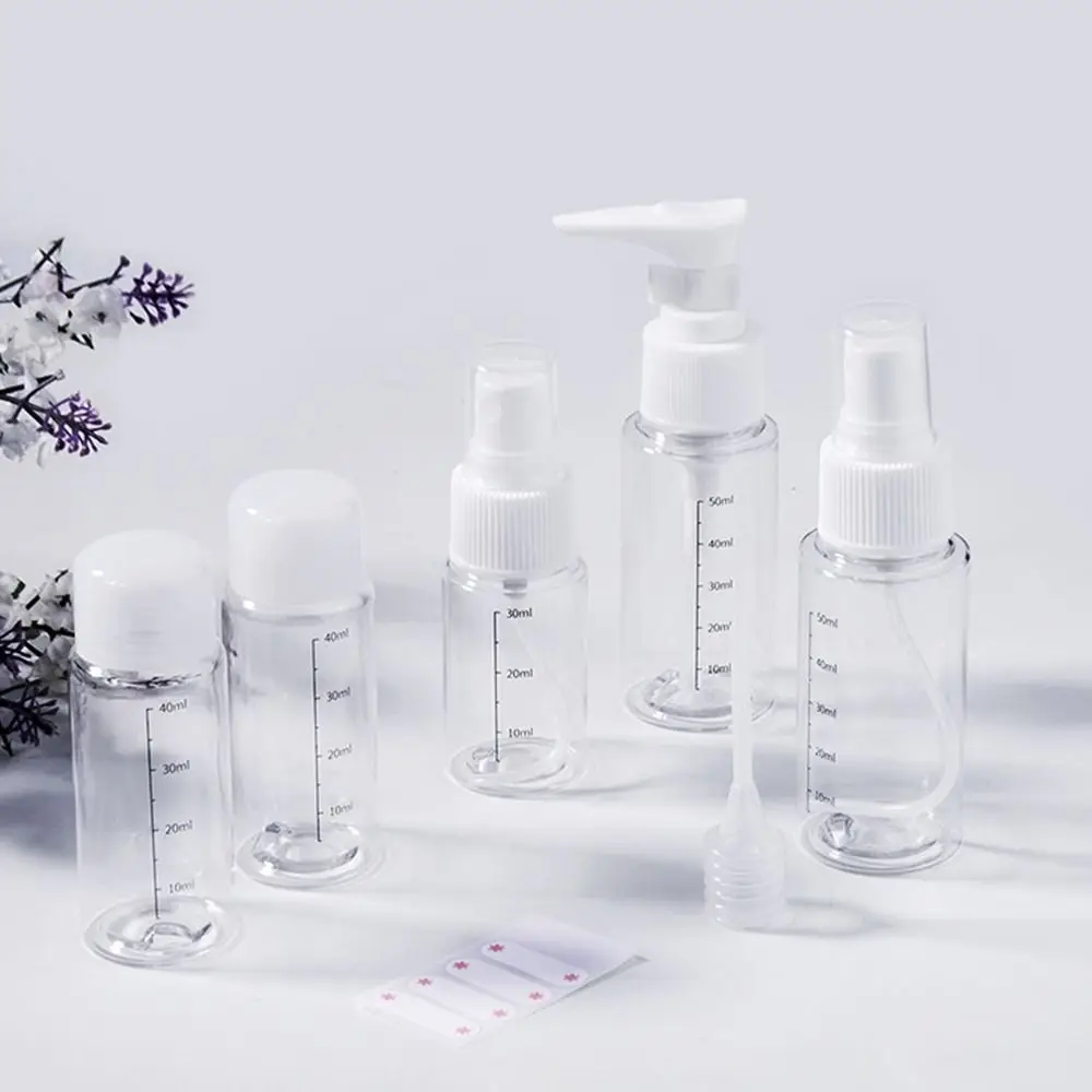 

7Pcs with Storage Bag Refillable Bottle Set Shower Gel Face Cream Cosmetic Container with Scale Makeup Bottles Kit Women