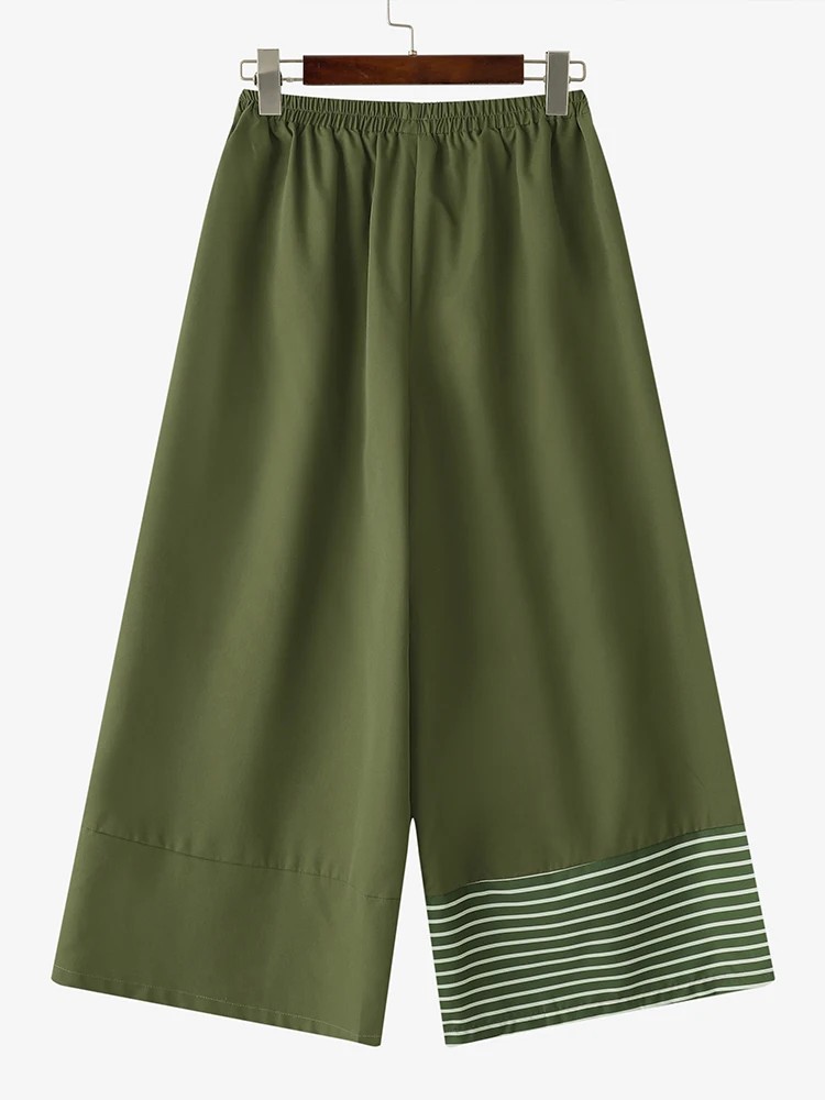 ZANZEA Pantaloni streetwear coreani estivi Pantaloni lunghi patchwork a righe larghe casual Vacanza 2025 Pantaloni a gamba larga Pantaloni casual