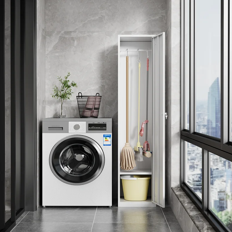 Housekeeping Mop Broom Storage Cabinet Stainless Steel Opposite Door Sanitary Cabinet Vacuum Cleaner