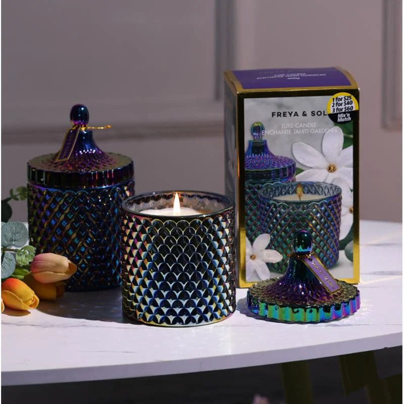 Large Handcrafted Candle Gift Box Colorful Glass Candle Cup Home Long-lasting Fragrance Ornament Luxurious Mood Birthday Present