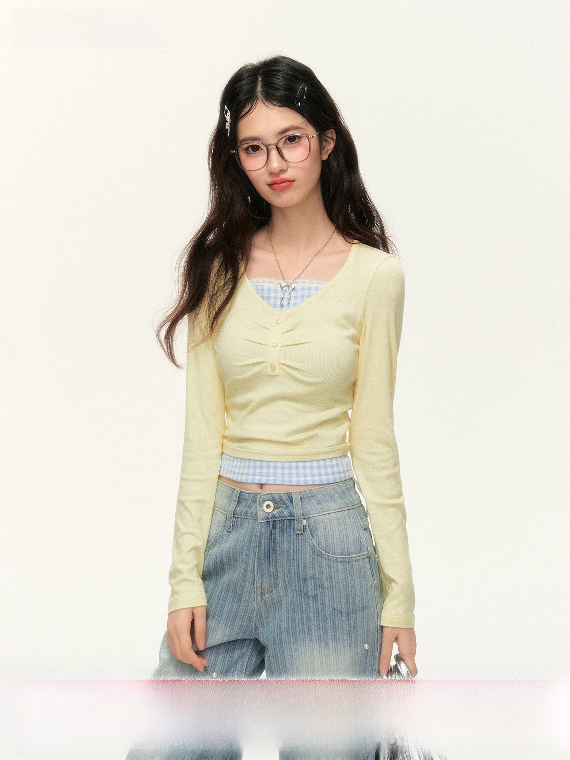 

Umoumo Slim Fit вышитая марлевая футболка с кружевной отделкой Long Sve id Pattern Dstring Base Top женская милая футболка с короткими рукавами