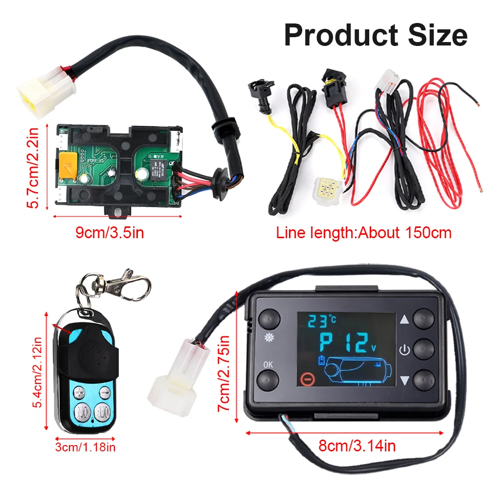 12V For 2KW-8KW Air Diesel Heater LCD Monitor Controller Board 30m Remote Control Air Diesel Parking Heater Car Heating Parts