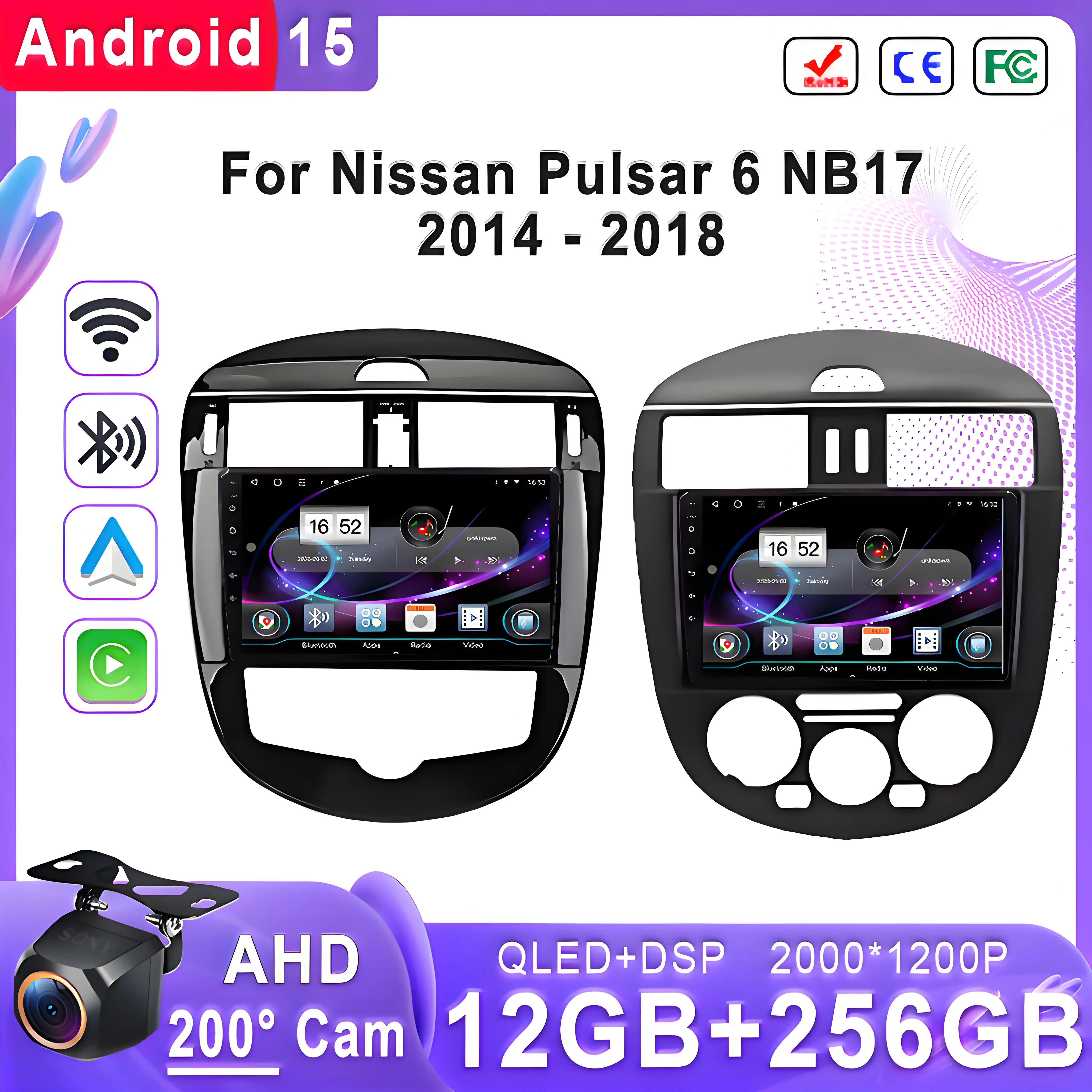 

For Nissan Pulsar 6 NB17 2014 - 2018 Android 15 Incell Screen Stereo Head Unit GPS Navigation High-performance Touch Screen GPS