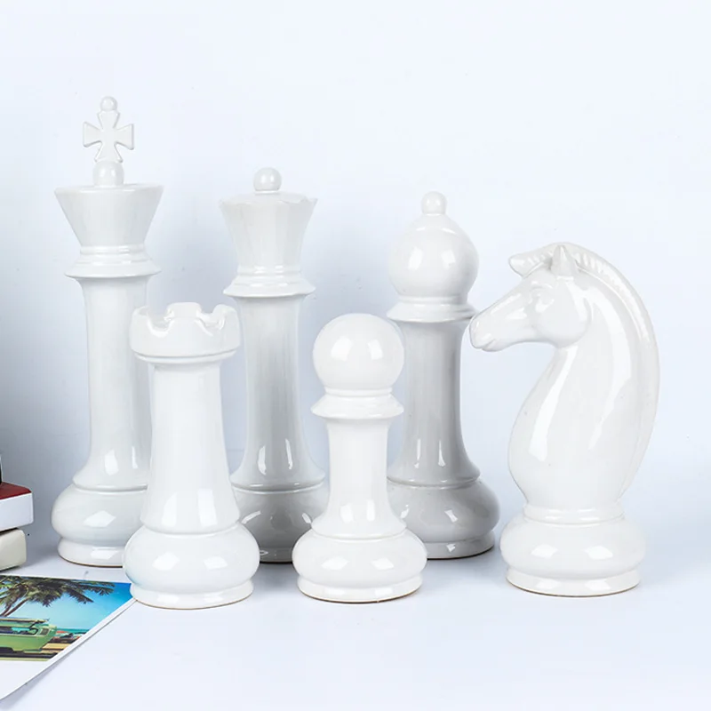 Home decoration desktop large chess pieces craft ornaments ceramic sculpture chess home desktop ornaments