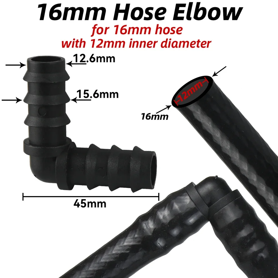 1/2 inch drip irrigation coupling set with tee elbow and end plug for 16 mm tubing used in garden watering systems hose extensio