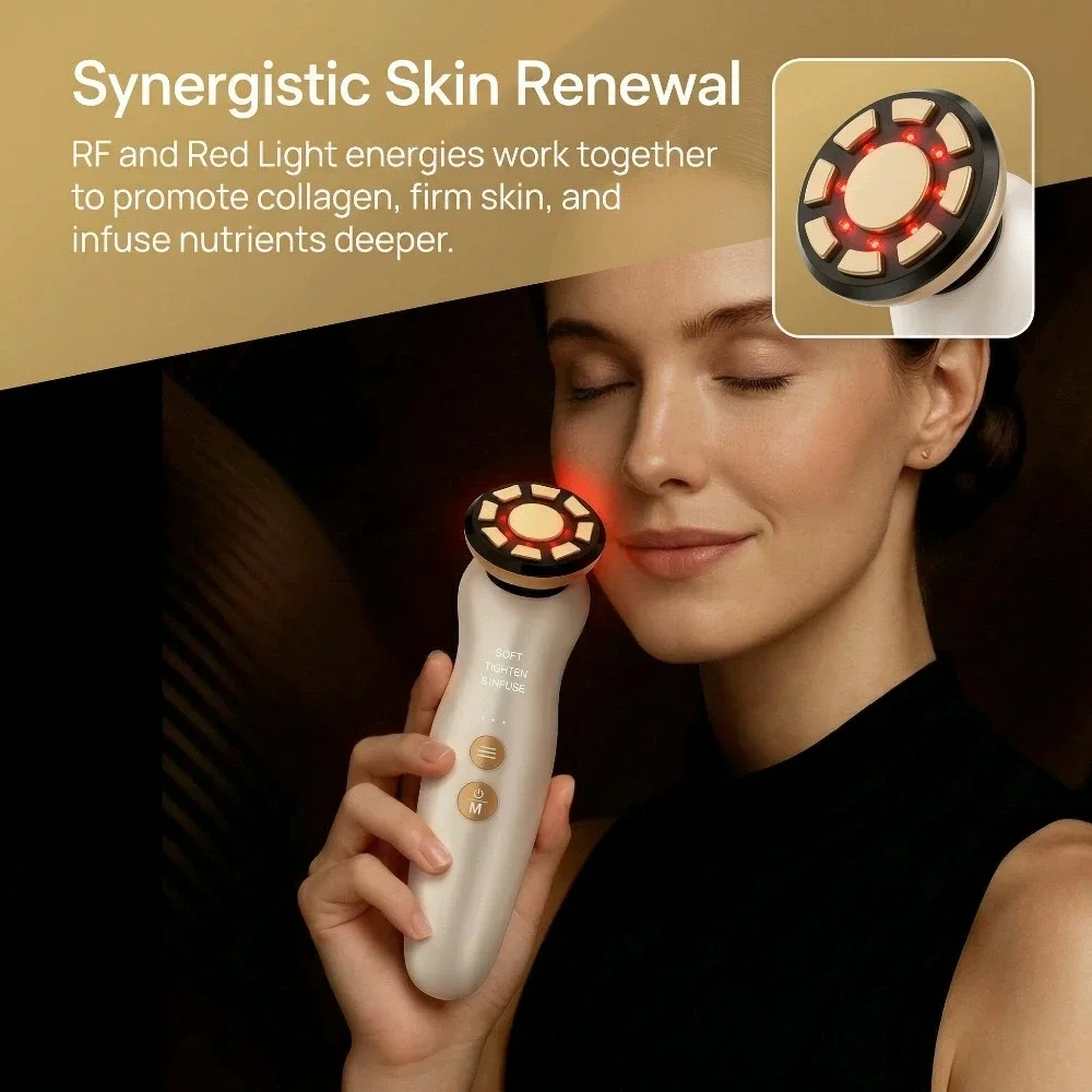 RF Facial Massager LED Light therapy Sonic Ion Vibration Skin Tightening Face Lifting Anti Wrinkle Beauty Device Skin Care Too