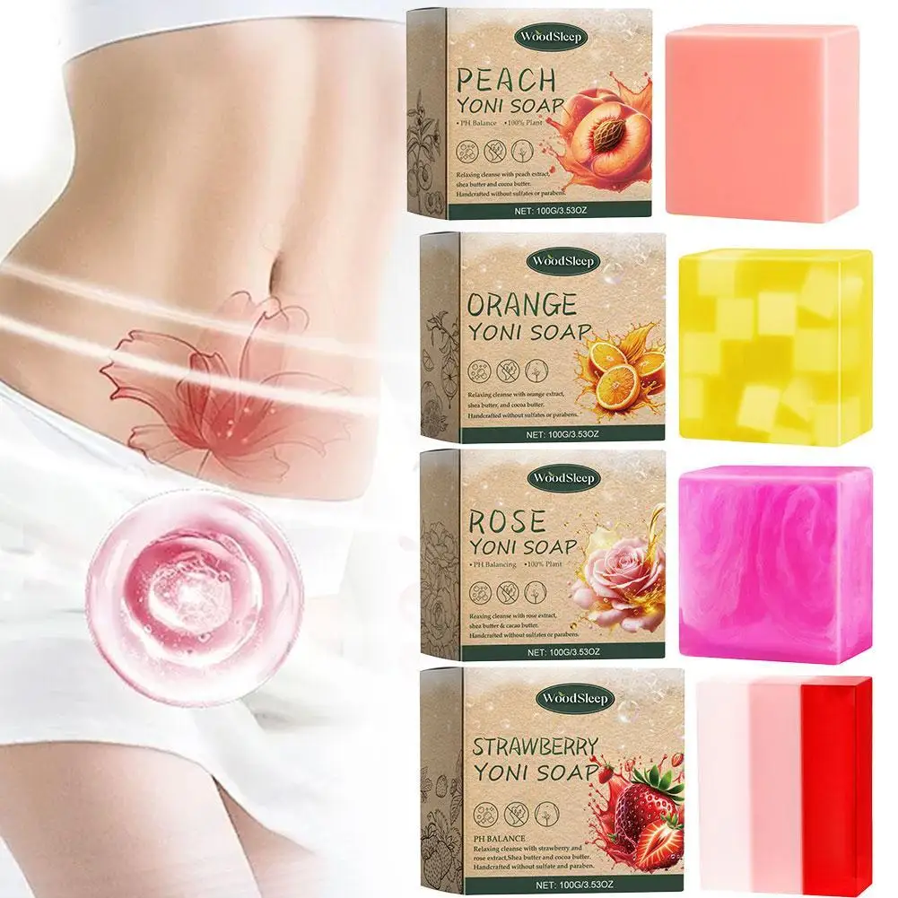 

100g Female Wash Soap Vaginal Care Ph Balance Strawberry Remove Odor Deep Cleaning Moisturizing Brighten Private Parts
