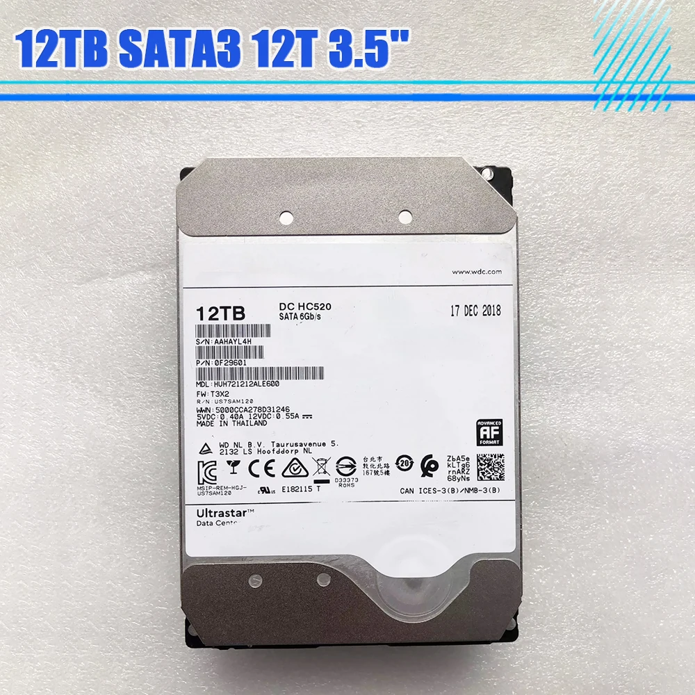 

UH721212ALE600 HDD 12TB SATA3 12T 3,5 ''Helium Enterprise NAS жесткие диски для WD