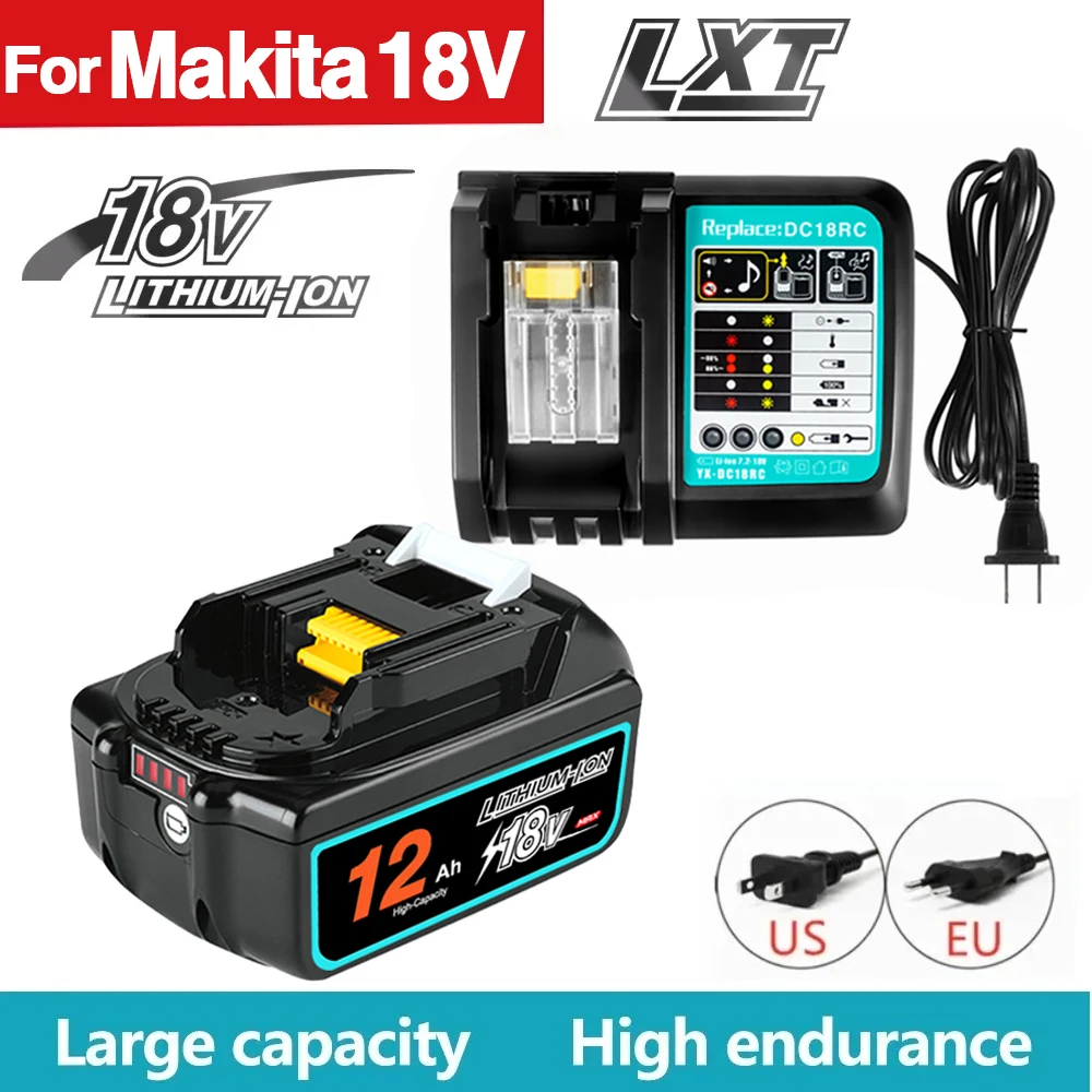 18V 12A accu voor Makita met LED lithium-ion vervangende LXT BL1860B BL1860 BL1850 accu voor Makita oplaadbare elektrische gereedschappen