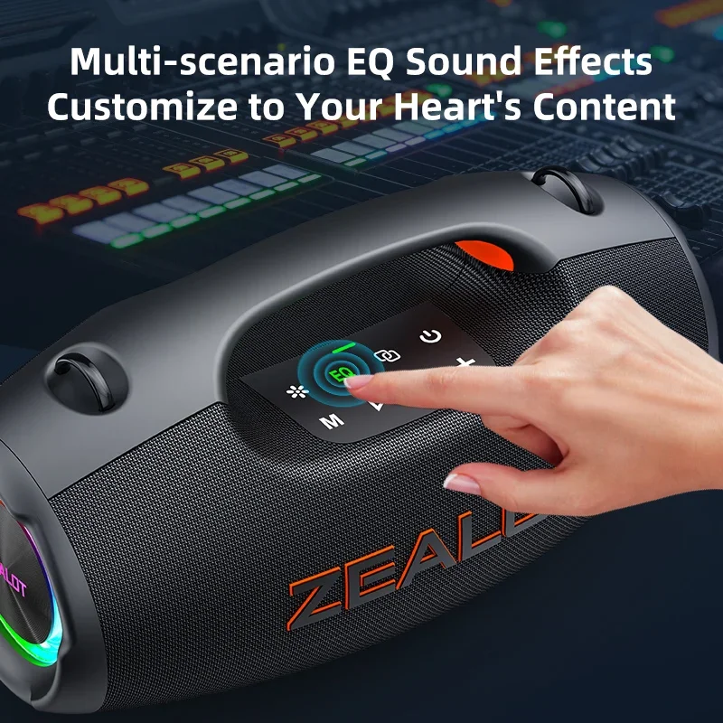 Zealot-S86 Bluetooth Speaker, 60W Power With Subwoofer Outdoor IPX6 Party Speaker, 12H Playtime, LED for Camping view 4