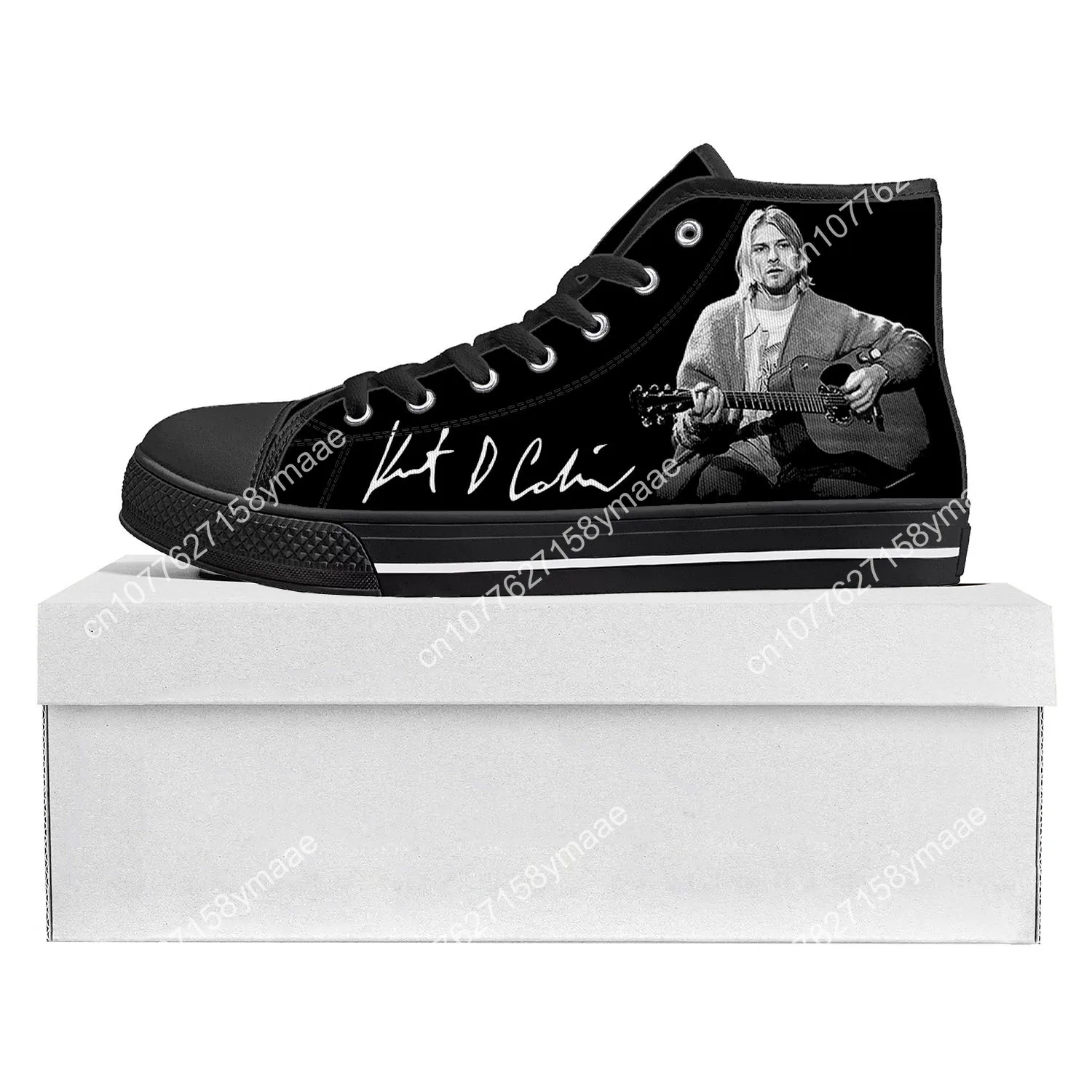 Kurt Cobain High Top High Quality Sneakers Mens Womens Teenager Canvas Sneaker Casual Custom Made Shoes Customize Shoe Black