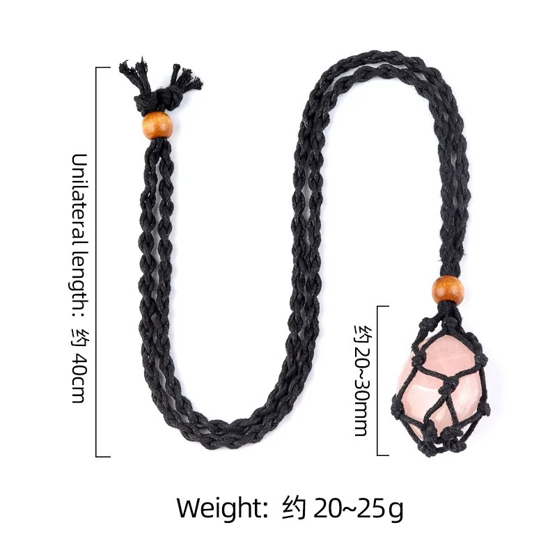 Hot Colorful Fashion Crystal Rolling Stone Pendant Colorful Woven Net Bag Necklace Charms Design Handicraft Jewelry Party Gift