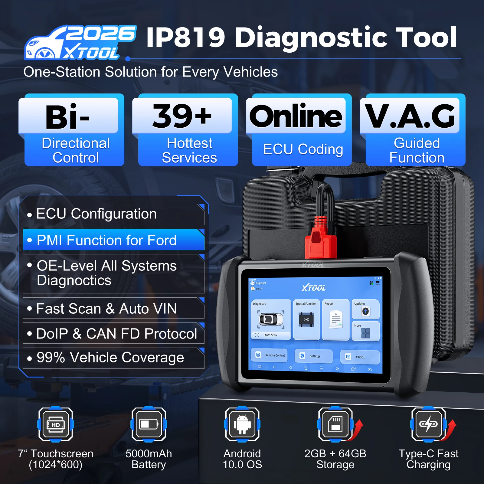 XTOOL InPlus IP819 車両診断ツール ECUコーディング 自動車スキャナー