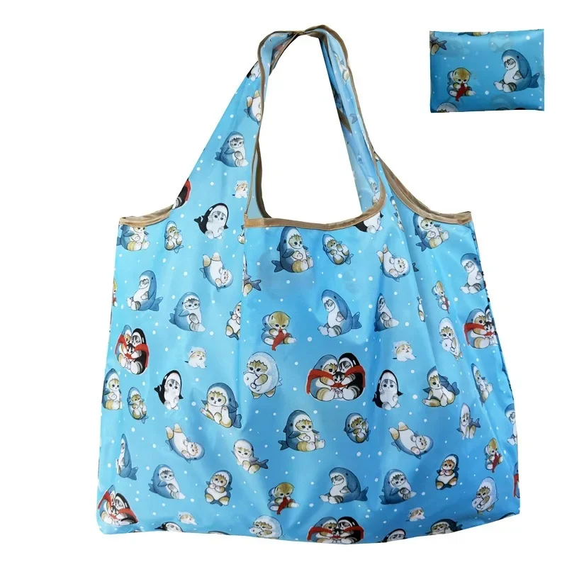 Mofusand Large Capacity Foldable Portable Shopping Bag Reusable Eco-Friendly Tote Bag for Grocery Shopping Lightweight Storage