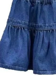 

Spring/Summer Women Denim Hign Waist Single Breasted Pleated Solid Mini Skirt A-line Loose Casual Fashion Half Skirt