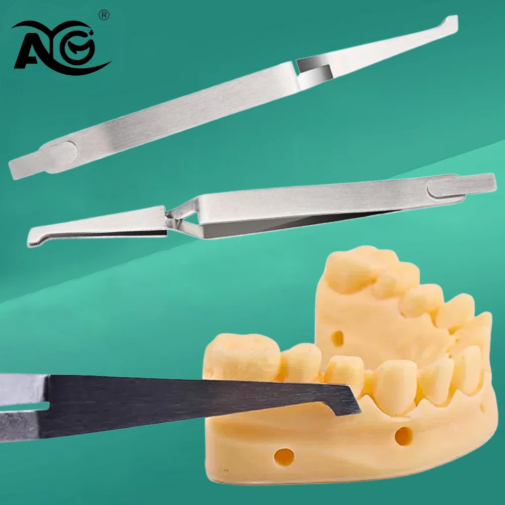 AG 1Pcs Dental Orthodontic Bracket Tweezers Holder Stainless Steel Serrated Plier Dentistry Instrument for Braces
