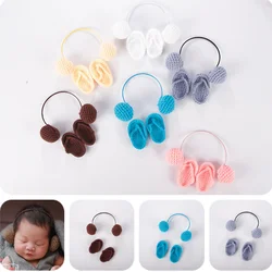 Sunshine Newborn Photography Props Mini Slippers Wool Knitting Flip-flops Full-moon Baby Shooting Accessories For Studio