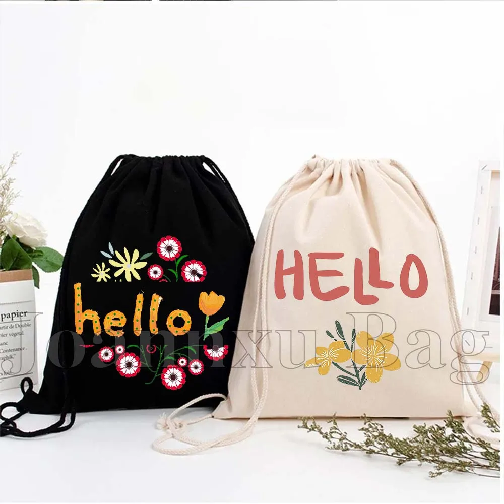 

Cute Rain Cloud Rainbow Colourful Garden Butterflies Flowers Canvas Drawstring Backpack Sports Gym Sport Sackpack String Bags