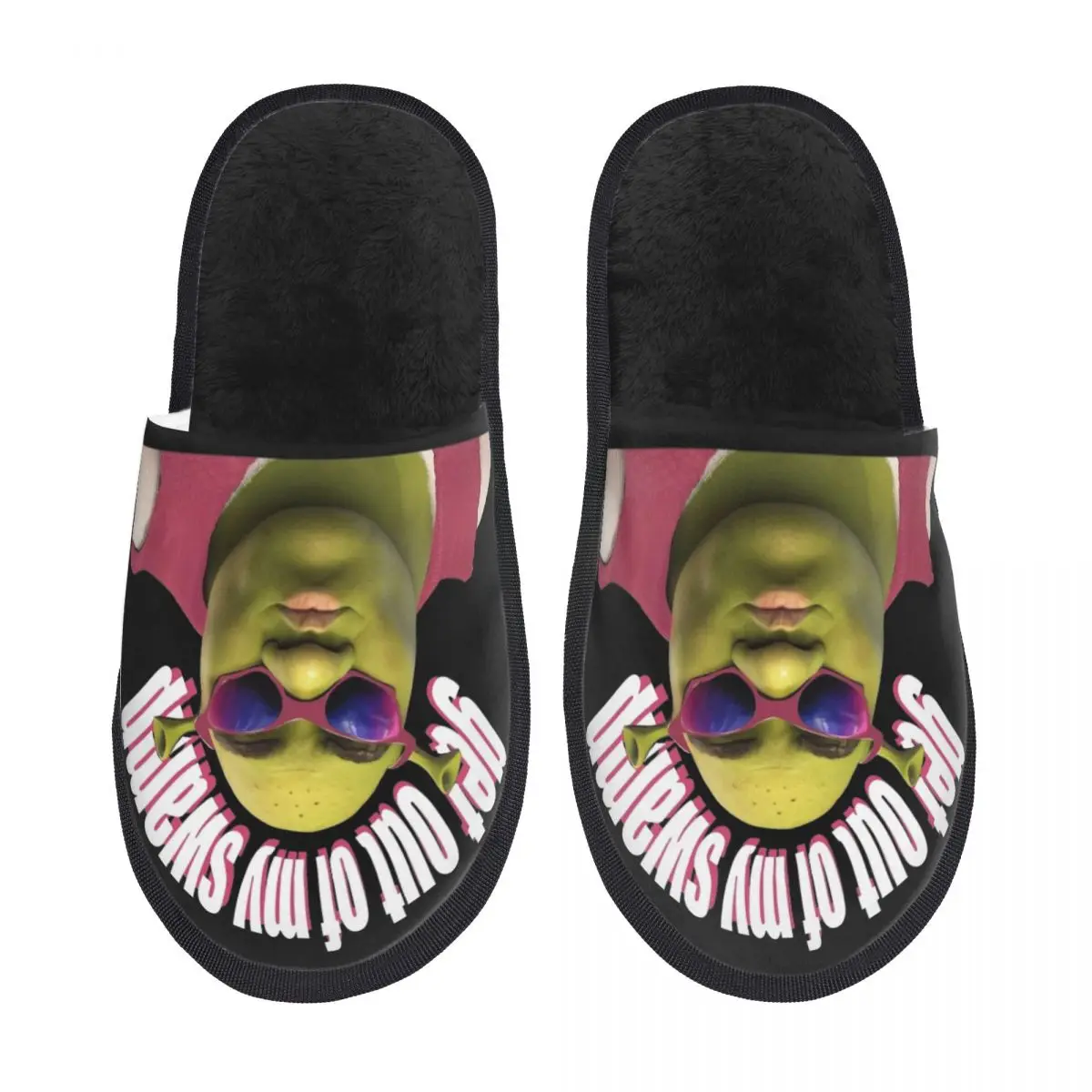 Pink Shreks Get Out Of My Swamp Funny Meme Winter Cotton Home Slippers Bedroom Soft Memory Foam Slides Non-slip