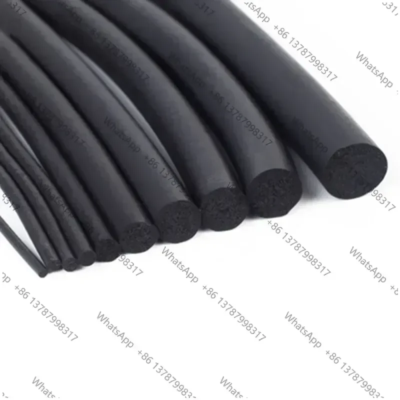 Black Foamed silicone rubber seal strip Round dia 3 4 5 6 7 8 mm Oring line cord Foaming rubber molding damper waterproof