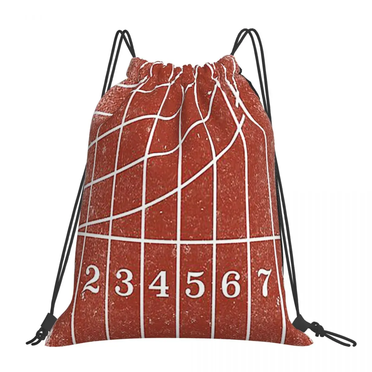 レッドランニングトラックユーズド加工スタイルバックパックカジュアルポータ​​ブル巾着バッグスポーツバッグブックバッグ旅行学校
