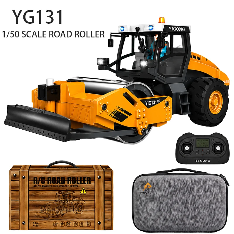 NEW YG131 RC Road Roller 1/50 Mini Electric Remote Control Car Model RTR Version With Lifting Drum Lights And Sound Effects