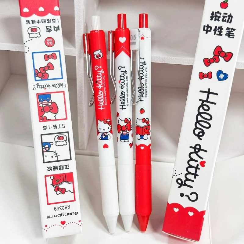 

12PCS/ лот CREATIVE SANRIO KITTY PRESS GEL PEN CUTE 0.5 мм чернильные ручки для печати подписи школьные принадлежности