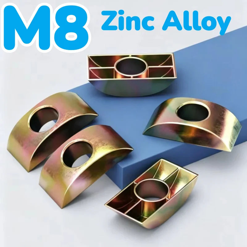 M8 Zinc Alloy Half Moon Nut Washers Furniture Washer Fittings Semi-circular Half Moon Nut Metal Furniture Hardware Accessories