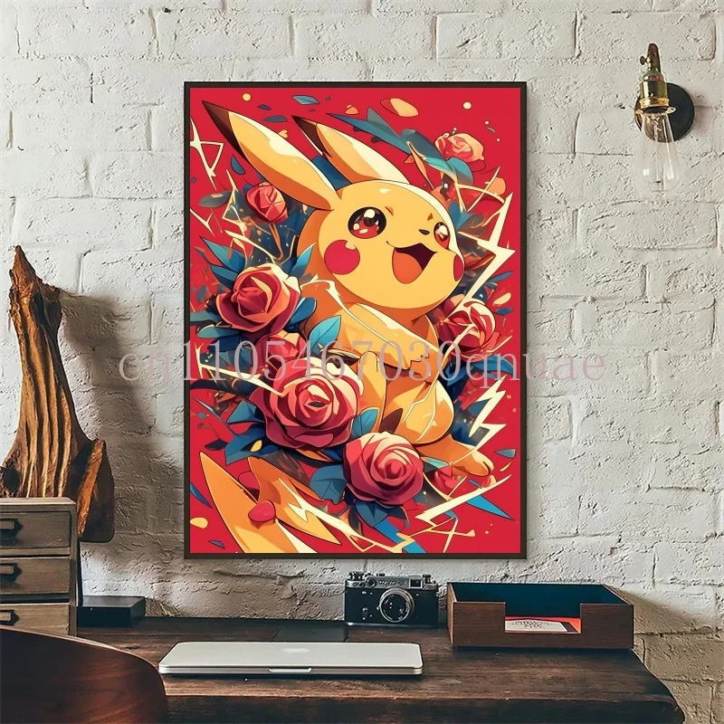 Figur Pokemon Anime Klasik Hd Charizard Bulbasaur Tupai Charmander Poster Karya Seni Lukisan Kanvas Seni Dinding Dekorasi Kamar Rumah