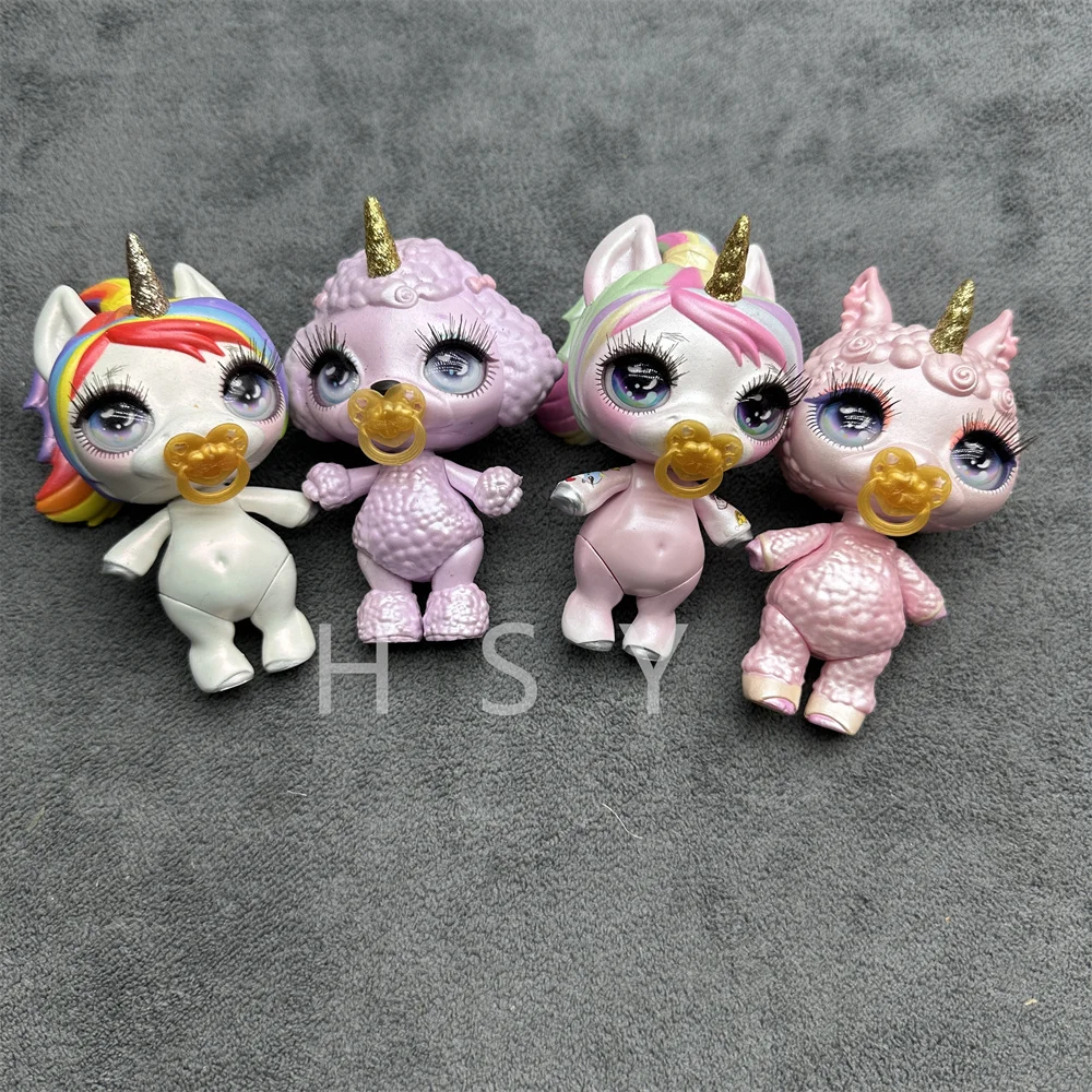 Original 11cm-13cm Rainbow Unicorn Doll Little Monster Mud Doll Children\'s Game House Toy Set Gift