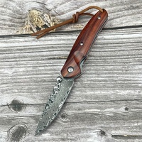 Red Finch Damascus Knife Multifunctional Folding Survival Knife with Pocket Knife Suitable for Outdoor Camping and Survival