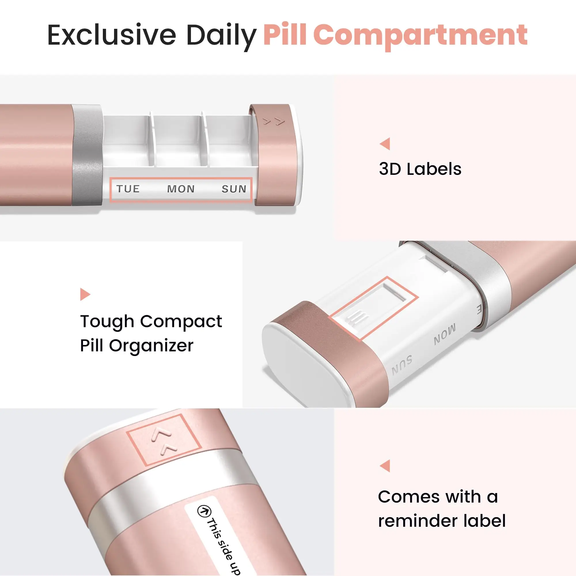 Easy-to-Use 7-Day Pill Organizer Featuring Slide-Out Drawer Structure, Ideal for Organizing Vitamins, Lightweight for Travel