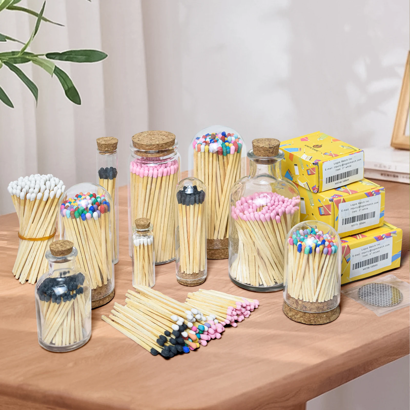 USA Free Shipping 2 Inch Pink Tip Matches100Pcs Wooden Decorative Matches with 4 Striker Papers for Candle  Home Wedding Party