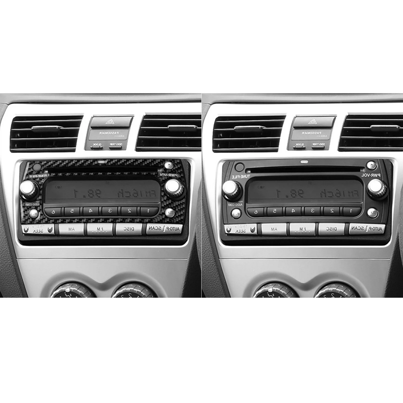 Carbon Fiber For Toyota Yaris 2006-2011 Car Center Control Panel CD Frame Trim Customizable Stickers Interior Accessories