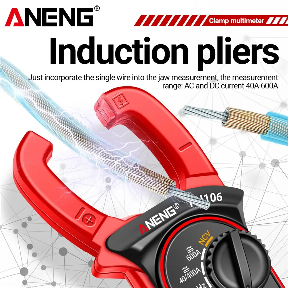 ANENG Multimeter Clamp Meter PN106 AC/DC Voltage Current Resistance Capacitor NCV Induction True RMS Electrician Meter Test Tool