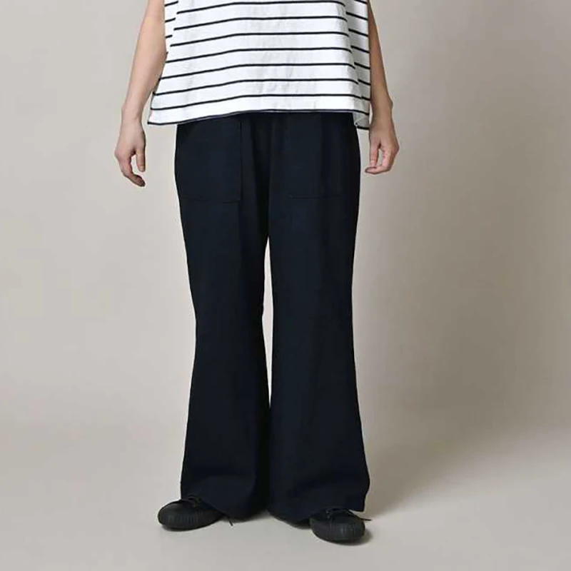 

Slimming Bamboo Cotton Bell Bottom Pants Women's New Style Japanese Design Casual Pants Fashionable All-Match Cover-Up