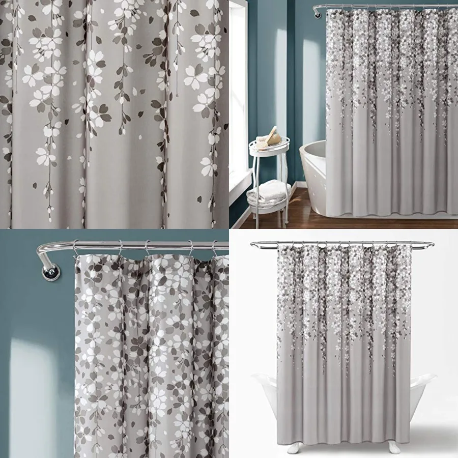 

Weeping Flower Shower Curtain 72W x 72L Gray - Fabric Shower Curtains for Bathroom - Floral Bathroom Curtain - Cottage Core Dec